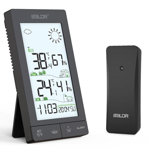Wetterstation Funk mit Außensensor, Innen- und Außenthermometer, Hygrometer, Funkwetterstation mit 6,0"LCD-Display,Wettervorhersage, Wochentag,Wecker, Schlummerfunktion und Hintergrundbeleuchtung Wetterstation Funk mit Außensensor, Innen- und Außenthermometer, Hygrometer, Funkwetterstation mit 6,0"LCD-Display,Wettervorhersage, Wochentag,Wecker, Schlummerfunktion und Hintergrundbeleuchtung von SKYBOBMY