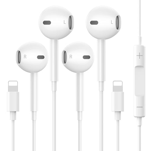 iPhone-Ohrhörer mit Lightning-Anschluss [MFi-zertifiziert], geräuschisolierende, kabelgebundene Kopfhörer mit integriertem Mikrofon und Lautstärkeregler, kompatibel mit iPhone 14 von SKYCABLE