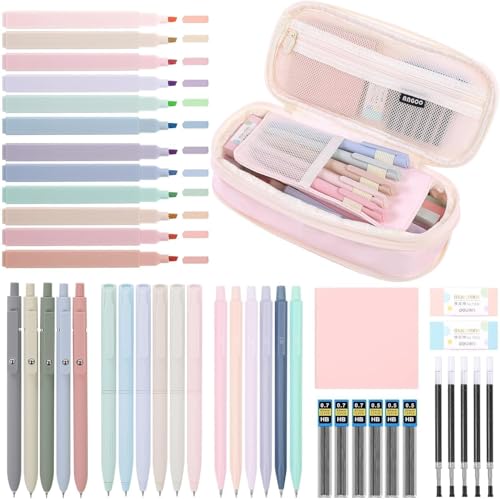 SKYDUE 44 Stück Schulsachen Aesthetic Mit Großer Kapazität Mäppchen, 12 Textmarker Pastell, 11 Gelstifte, 6 Druckbleistift, Stifte Set Schule Aesthetic School Stuff Back To School, Pink Stuff Set SKYDUE 44 Stück Schulsachen Aesthetic Mit Großer Kapazität Mäppchen, 12 Textmarker Pastell, 11 Gelstifte, 6 Druckbleistift, Stifte Set Schule Aesthetic School Stuff Back To School, Pink Stuff Set von SKYDUE