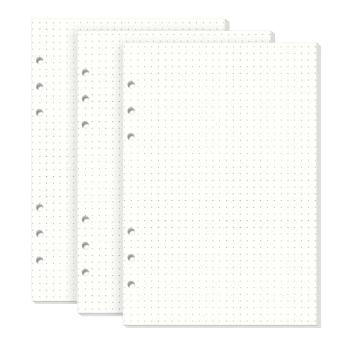 SKYDUE A5 Papier Gepunktet,135 Blätter A5 Ringbuch Nachfüllbar, Ringbucheinlagen A5 Gepunktet 21x14.2cm, A5 Papier Für 6-Loch Ringbücher, Ringbucheinlagen A5 Für A5 Ringbuch von SKYDUE