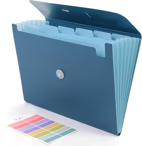 SKYDUE Dokumentenmappe A4, Fächermappe Mit 7 Fächern & Gummizug, Mappe/Ordner/Ordnungsmappe Für Für Büro, Schule & Zuhause(Blau) von SKYDUE