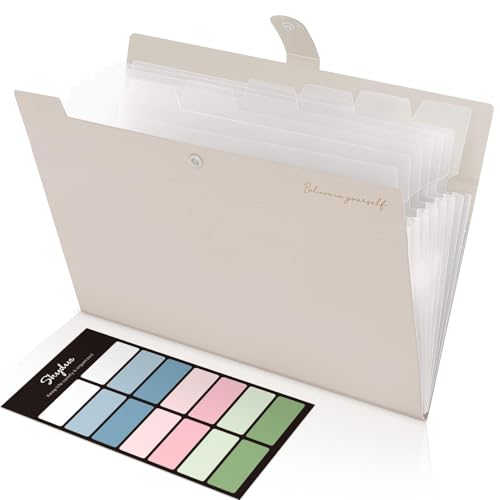 SKYDUE Fächermappe A4, Dokumentenmappe Mit 8 Fächer, Ordner A4/Aktenordner/Ordnungsmappe/Dokumententasche/Mappe Organizer Für Büro Hause Schule Dokumente(Hellbraun） von SKYDUE