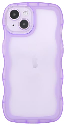 SKYLMW Kompatibel mit iPhone 13 Mini Hülle 5,4 Zoll 2021, niedliche Kawaii-lockige Wellenrahmenform, weiches Silikon, stoßfeste Schutzhülle für Frauen und Mädchen, klar/lila, YX-iphone13MINI-BL-PUR von SKYLMW