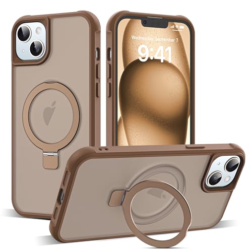 SKYLMW Schutzhülle für iPhone 15 Plus mit unsichtbarem magnetischem O-Ring-Ständer, militärische Qualität, durchscheinende Schutzhülle für iPhone 15 Plus 17 cm (6,7 Zoll), kompatibel mit Mag-Safe von SKYLMW