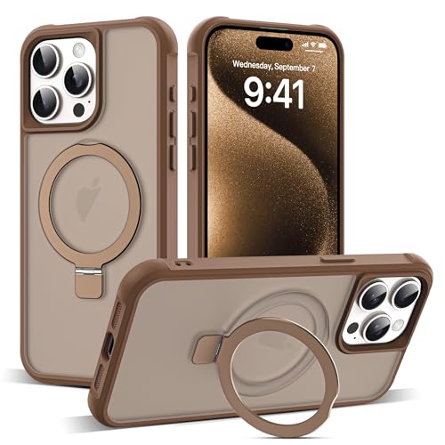 SKYLMW Schutzhülle für iPhone 15 Pro Max mit unsichtbarem magnetischem O-Ring-Ständer, militärische Qualität, durchscheinende Schutzhülle für iPhone 15 ProMax 17 cm (6,7 Zoll), kompatibel mit Mag-Safe von SKYLMW