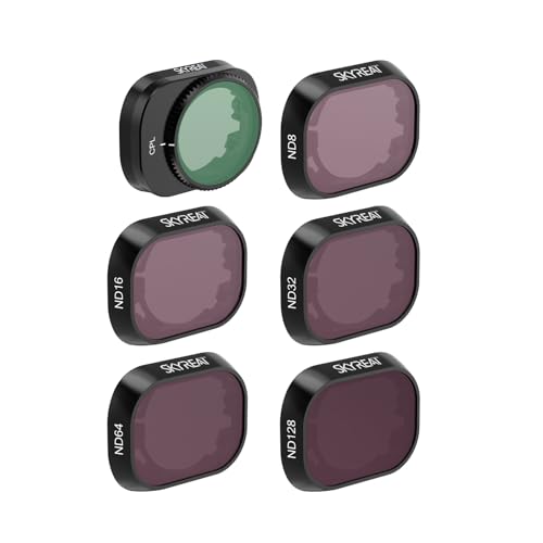 SKYREAT Skyreat Mini 4 Pro ND Filter,Polarisationsfilter Kamera Objektiv 6Pack Filter Set Kompatibel für DJI Mini 4 Pro Zubehör (CPL ND8 ND16 ND32 ND64 ND128) - (Plastik Version) von SKYREAT
