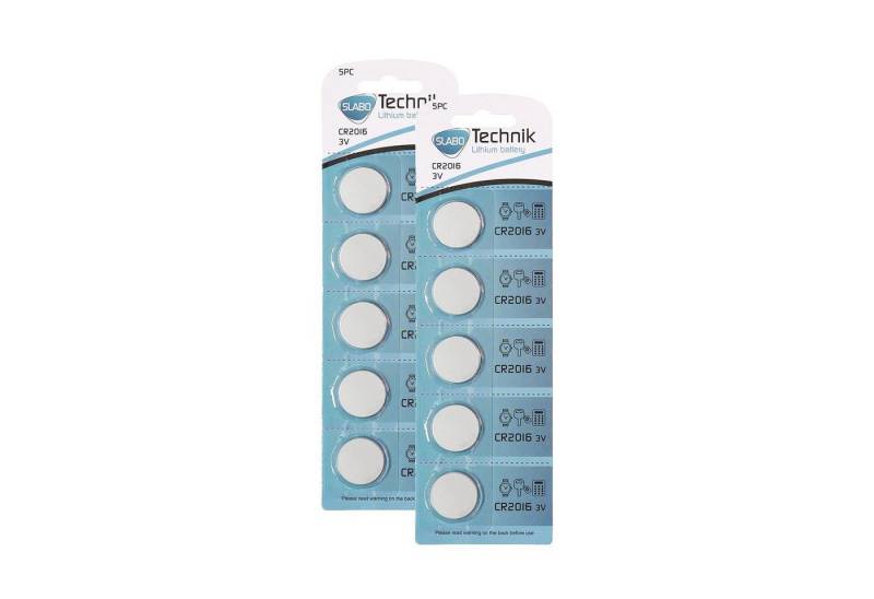 SLABO CR2016 Knopfzellen Batterien Lithium - 3.0V - 10er-Pack – Li-Ion Knopfzellen für Armbanduhr, Taschenlampe, Taschenrechner etc. - 10er-Pack Batterie von SLABO