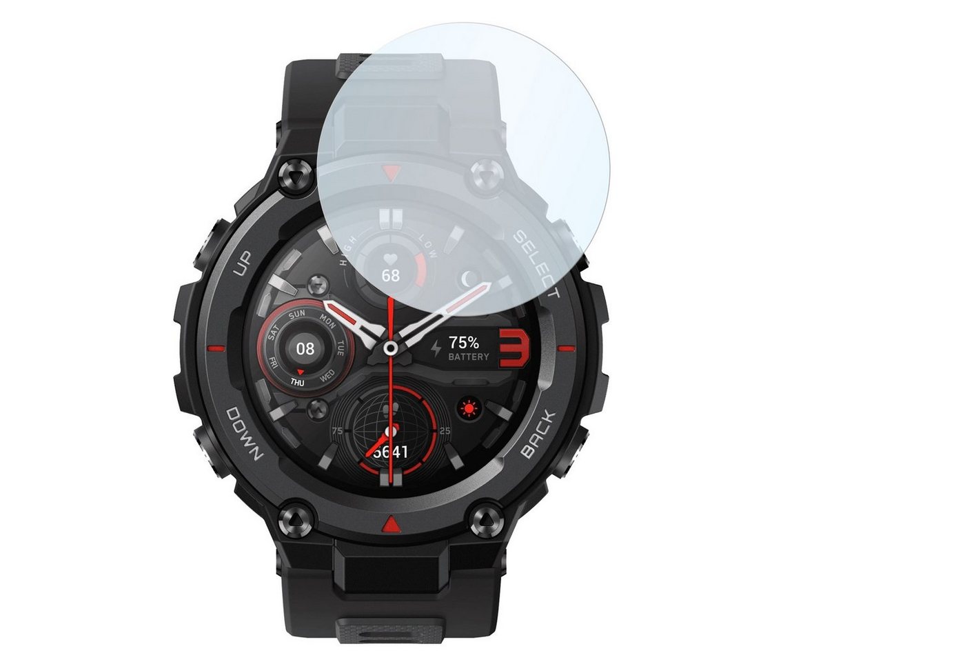 SLABO Schutzfolie 2x Panzerschutzfolie Shockproof, Amazfit T-Rex Amazfit T-Rex Pro von SLABO