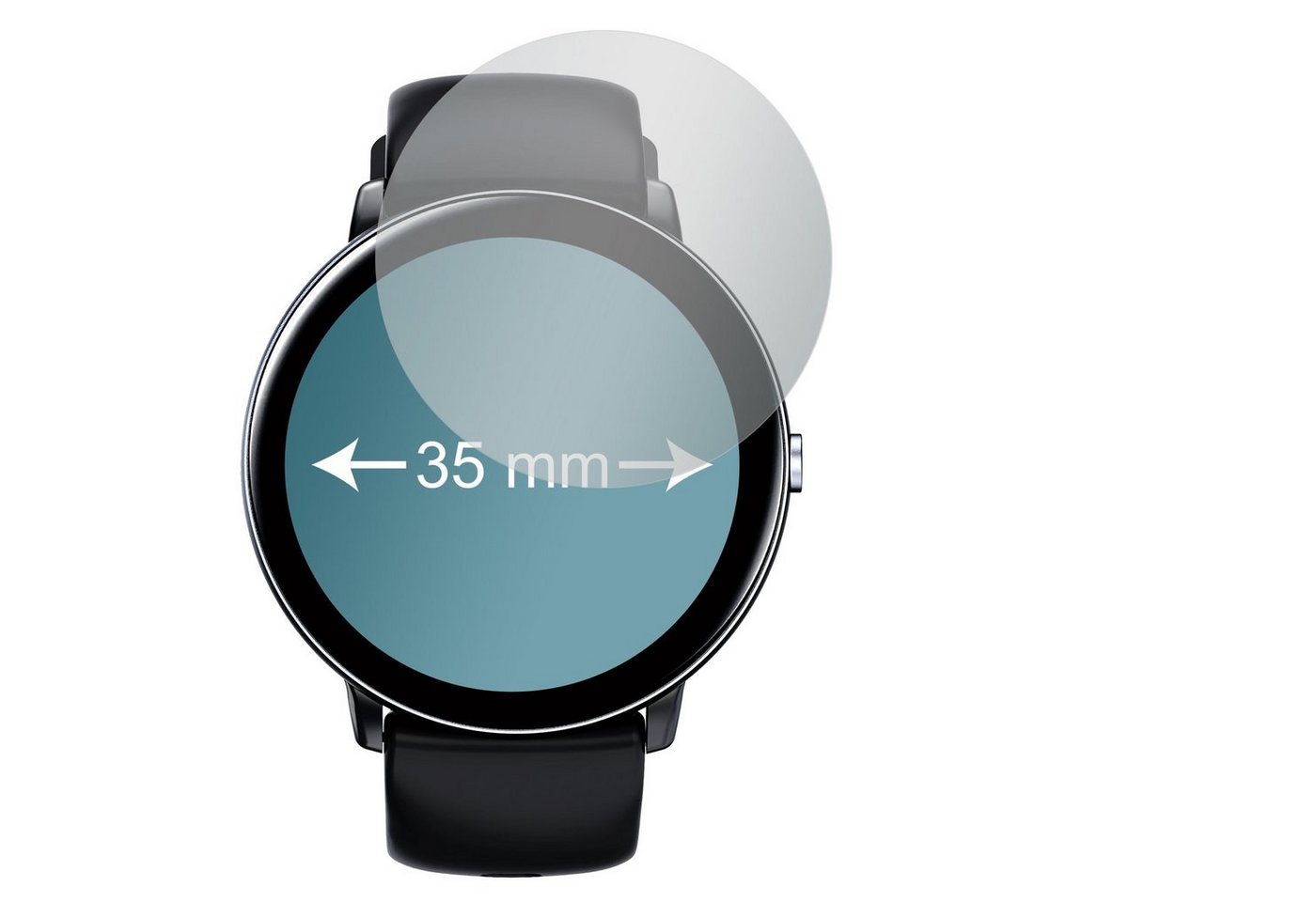 SLABO Schutzfolie 4 x Displayschutzfolie No Reflexion, Armbanduhren Smartwatches (Kreisrund, Durchmesser: Ø 35 mm) von SLABO