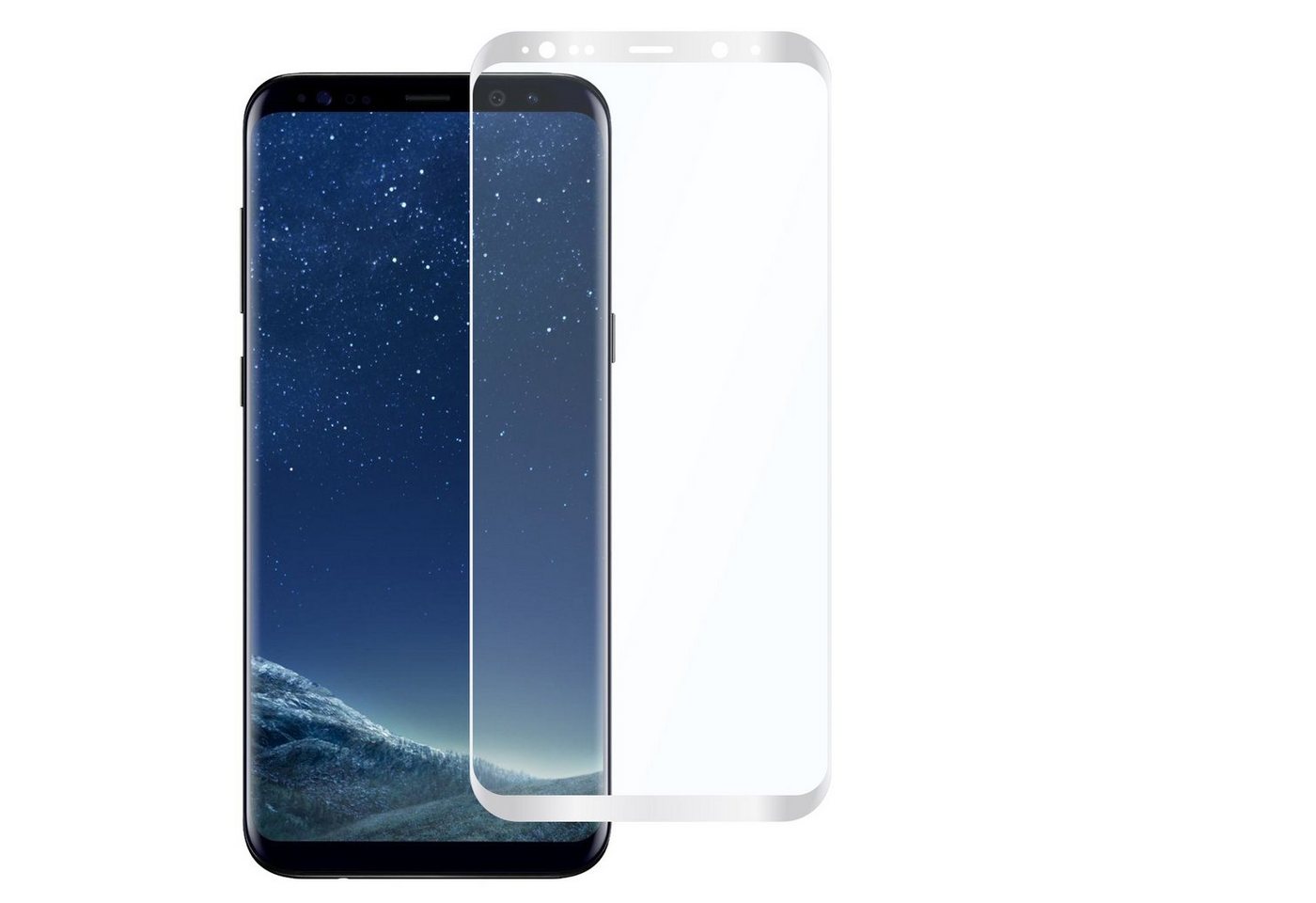 SLABO Schutzfolie Premium Full Cover Tempered Glass Panzerglasfolie - Rahmen Weiß, Samsung Galaxy S8+ (SM-G955) von SLABO