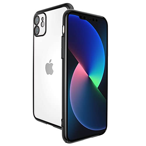 SLARY Kompatibel für iPhone 11, galvanisierte Spiegel Hartschalen Schutzhülle Metallrahmen fit iPhone 11, stoßfeste, Kratzfeste Hülle – schwarz von SLARY