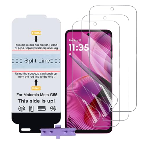 SLBESTLUC 3 Stück Schutzfolie für Motorola Moto G55, HD Klar TPU Displayschutzfolie für Smartphone, Hydrogel Film Transparent Screen Protector, keine Blasen (Nicht Glas Schutzfolie) von SLBESTLUC