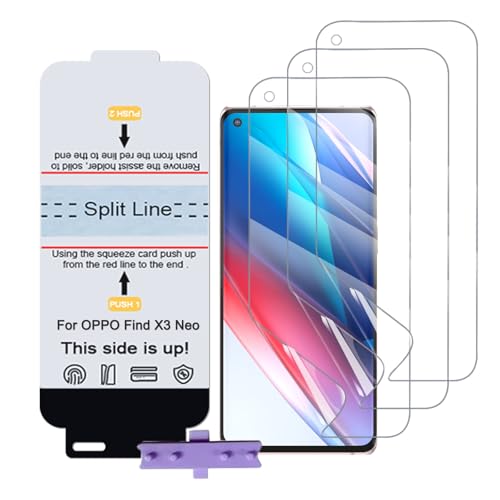 SLBESTLUC 3 Stück Schutzfolie für OPPO Find X3 Neo/X2 Neo, HD Klar TPU Displayschutzfolie für Smartphone, Hydrogel Film Transparent Screen Protector, keine Blasen (Nicht Glas Schutzfolie) von SLBESTLUC