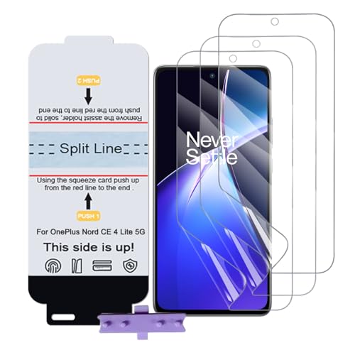 SLBESTLUC 3 Stück Schutzfolie für OnePlus Nord CE 4 Lite 5G, HD Klar TPU Displayschutzfolie für Smartphone, Hydrogel Film Transparent Screen Protector, keine Blasen (Nicht Glas Schutzfolie) von SLBESTLUC