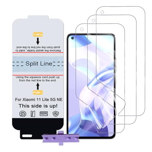 SLBESTLUC 3 Stück Schutzfolie für Xiaomi 11 Lite 5G NE, HD Klar TPU Displayschutzfolie für Smartphone, Hydrogel Film Transparent Screen Protector, keine Blasen (Nicht Glas Schutzfolie) von SLBESTLUC