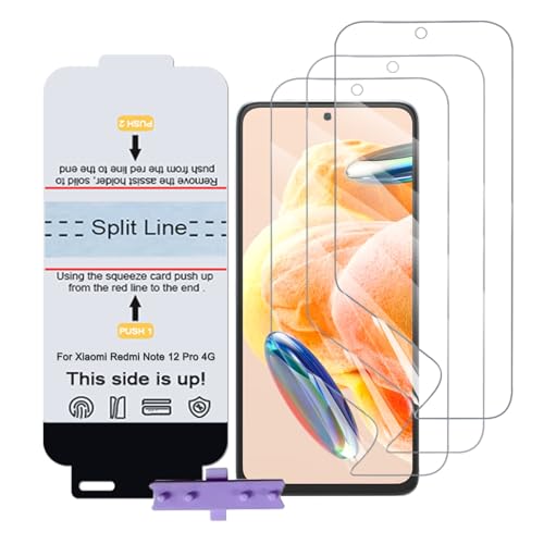 SLBESTLUC 3 Stück Schutzfolie für Xiaomi Redmi Note 12 Pro 4G, HD Klar TPU Displayschutzfolie für Smartphone, Hydrogel Film Transparent Screen Protector, keine Blasen (Nicht Glas Schutzfolie) von SLBESTLUC