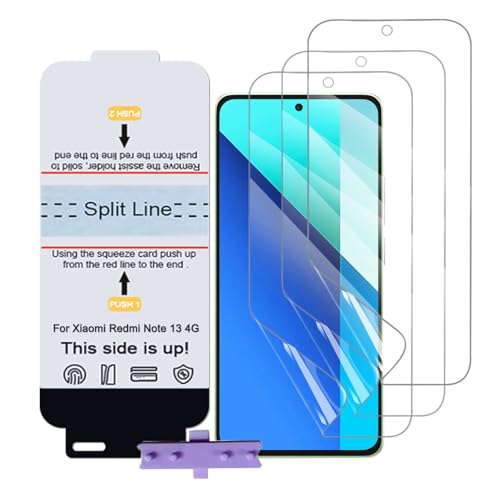 SLBESTLUC 3 Stück Schutzfolie für Xiaomi Redmi Note 13 4G, HD Klar TPU Displayschutzfolie für Smartphone, Hydrogel Film Transparent Screen Protector, keine Blasen (Nicht Glas Schutzfolie) von SLBESTLUC