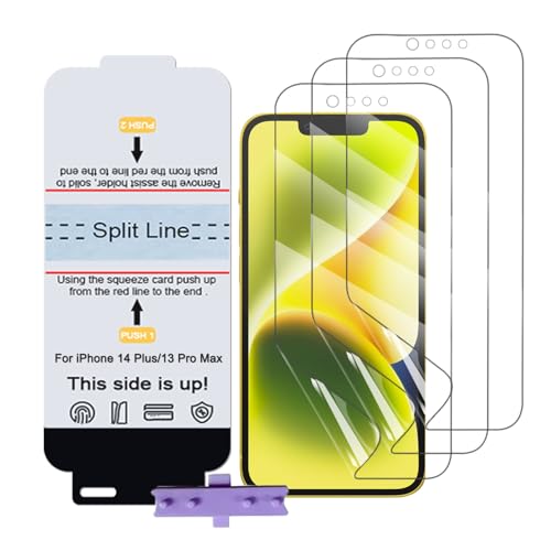 SLBESTLUC 3 Stück Schutzfolie für iPhone 14 Plus/13 Pro Max, HD Klar TPU Displayschutzfolie für Smartphone, Hydrogel Film Transparent Screen Protector, keine Blasen (Nicht Glas Schutzfolie) von SLBESTLUC