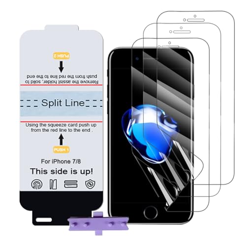 SLBESTLUC 3 Stück Schutzfolie für iPhone 7/8, HD Klar TPU Displayschutzfolie für Smartphone, Hydrogel Film Transparent Screen Protector, keine Blasen (Nicht Glas Schutzfolie) von SLBESTLUC