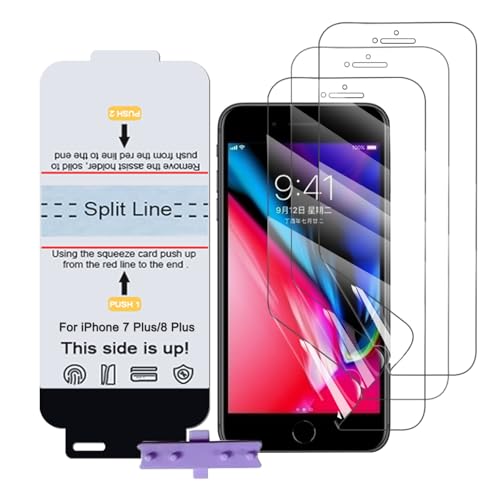 SLBESTLUC 3 Stück Schutzfolie für iPhone 7 Plus/8 Plus, HD Klar TPU Displayschutzfolie für Smartphone, Hydrogel Film Transparent Screen Protector, keine Blasen (Nicht Glas Schutzfolie) von SLBESTLUC