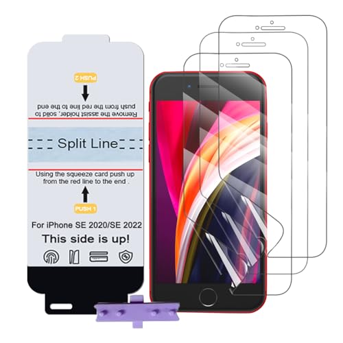 SLBESTLUC 3 Stück Schutzfolie für iPhone SE 2020/SE 2022, HD Klar TPU Displayschutzfolie für Smartphone, Hydrogel Film Transparent Screen Protector, keine Blasen (Nicht Glas Schutzfolie) von SLBESTLUC