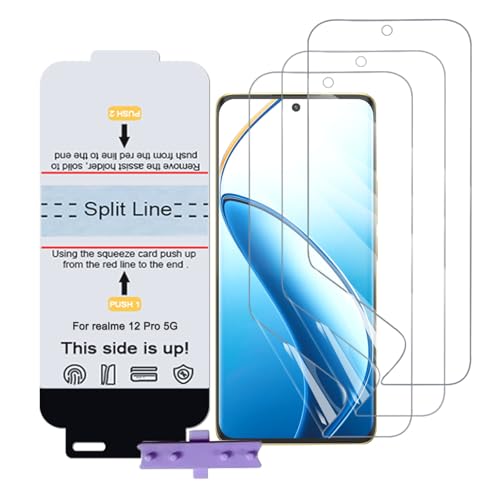 SLBESTLUC 3 Stück Schutzfolie für realme 12 pro 5G, HD Klar TPU Displayschutzfolie für Smartphone, Hydrogel Film Transparent Screen Protector, keine Blasen (Nicht Glas Schutzfolie) von SLBESTLUC