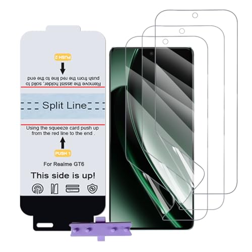 SLBESTLUC 3 Stück Schutzfolie für realme GT6/GT 6T 5G, HD Klar TPU Displayschutzfolie für Smartphone, Hydrogel Film Transparent Screen Protector, keine Blasen (Nicht Glas Schutzfolie) von SLBESTLUC