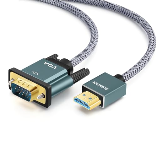 SLDXIAN HDMI auf VGA Kabel, HDMI zu VGA Kabel (Stecker auf Stecker) 1080P Vergoldet & Aluminiumschale Konverter Nylon geflochten Kompatibel für Desktop, Laptop, PC, Monitor, Projektor, HDTV (1M) von SLDXIAN