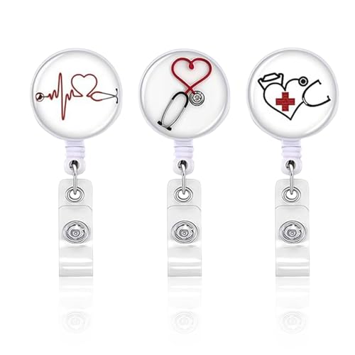 3 Stück Ausweishalter, Krankenschwester-Ausweishalter, Einziehbarer Ausweishalter, Kreativer Muster-Ausweishalter, Einziehbarer Schlüsselring 3 Stück Ausweishalter, Krankenschwester-Ausweishalter, Einziehbarer Ausweishalter, Kreativer Muster-Ausweishalter, Einziehbarer Schlüsselring von SLEEKEE