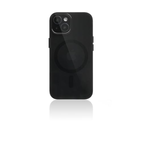 SLG Schutzhülle für iPhone 15, magnetisch, kompatibel mit MagSafe, weiches TPU mit mattem Seitengriff, glänzende Rückseite, 70 % durchscheinendes Schwarz, verbesserter Stoßschutz, schwarze von SLG