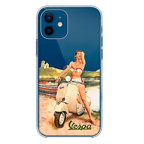 IP12 Mini TPU DURCHSICHTIG Softcae Protective Schutzhülle Handyhülle Etui Staubdicht Telefon-Kasten Case Abdeckung Cover, Vintage Collection Sammlung, Vespa Pinup, iPhone 12 Mini von SLIDE