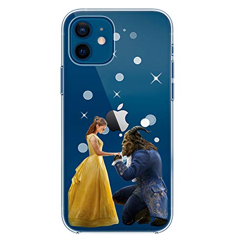 IP12 Mini TPU Softcae Weiß Protective Schutzhülle Handycover Etui Bumper Staubdicht Telefon-Kasten Case Shell Abdeckung, Sammlung Special, Die Schöne und das Biest, iPhone 12 Mini von SLIDE