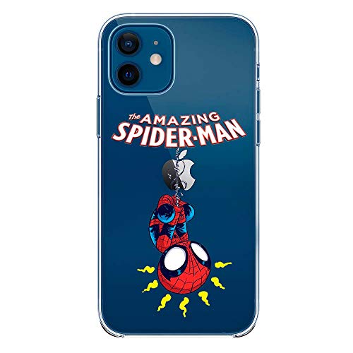 IP12 Mini TPU Softcae Weiß Protective Schutzhülle Handycover Etui Bumper Staubdicht Telefon-Kasten Case Shell Abdeckung Bumper Back Cover, Sammlung Marvel DC, Spider Man, iPhone 12 Mini von SLIDE