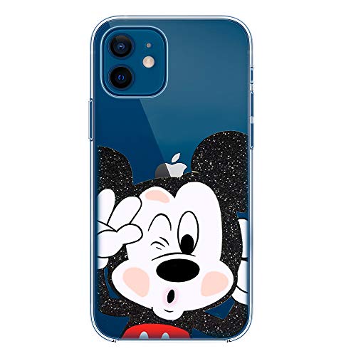 IP12 TPU Hülle Softcae Weiß Protective Schutzhülle Handycover Etui Bumper Telefon-Kasten Case Shell Abdeckung Back Cover Fashion Glitter Mickey Splat, iPhone 12 von SLIDE