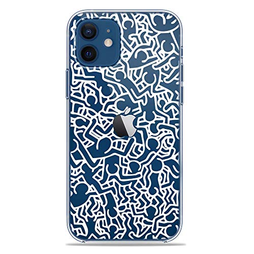 IP12 TPU Softcae Weiß Durchsichtig Protective Schutzhülle Handycover Etui Bumper Staubdicht Telefon-Kasten Case Shell Abdeckung Bumper Back Cover, Sammlung Haring, iPhone 12 von SLIDE