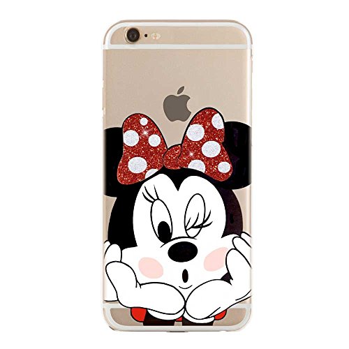 IP6Plus 6SPlus TPU Softcae Weiß Protective Schutzhülle Handycover Etui Bumper Staubdicht Telefon-Kasten Case Shell Abdeckung Back Cover Fashion Glitter Minnie, iPhone 6Plus 6SPlus von SLIDE