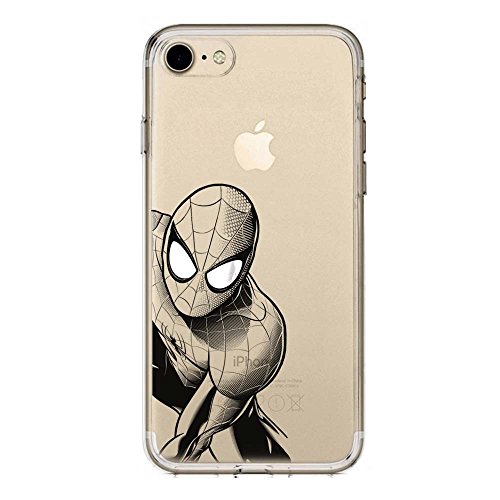 IP7 / IP8 TPU DURCHSICHTIG Softcae Hülle Protective Schutzhülle Handyhülle Etui Bumper Staubdicht Telefon-Kasten Case Shell Abdeckung Cover, Spider Man schwarz, iPhone 7/8 von SLIDE