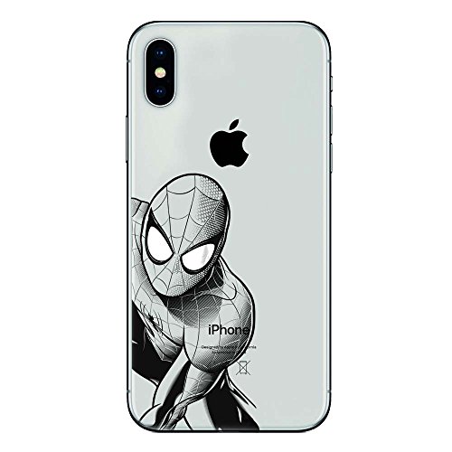 IPX/IPXs TPU DURCHSICHTIG Softcae Hülle Protective Schutzhülle Handyhülle Etui Bumper Staubdicht Telefon-Kasten Case Shell Abdeckung Bumper Back Cover, Spider Man schwarz, iPhone X/Xs von SLIDE