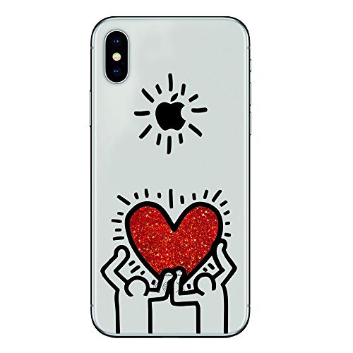 IPX/Xs TPU Softcae Weiß Durchsichtig Protective Schutzhülle Handycover Etui Staubdicht Telefon-Kasten Case Abdeckung Bumper Back Cover, Funkeln Glitter Special, Sammlung Haring, iPhone X/Xs von SLIDE