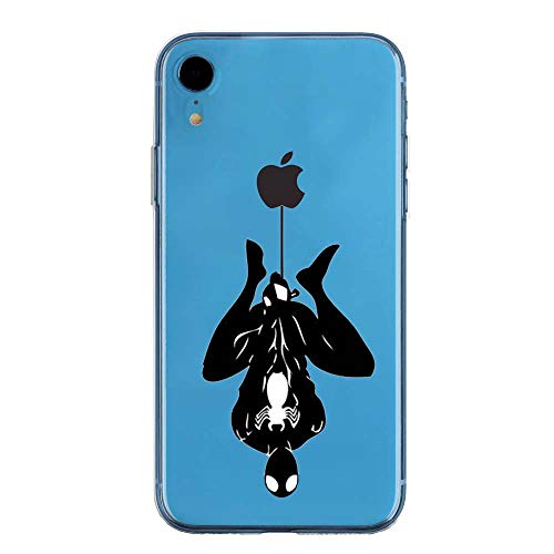 IPXr TPU DURCHSICHTIG Softcae Hülle Protective Schutzhülle Handyhülle Etui Bumper Staubdicht Telefon-Kasten Case Shell Abdeckung Bumper Back Cover, Spider Man schwarz, iPhone Xr von SLIDE