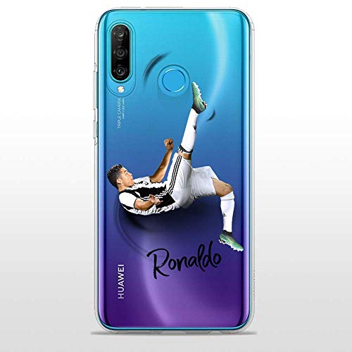 P30Lite TPU DURCHSICHTIG Softcae Hülle Protective Schutzhülle Handycover Etui Staubdicht Telefon-Kasten Case Abdeckung Bumper Back Cover, Soccer Collection, CR7 Juve, Huawei P30 Lite von SLIDE