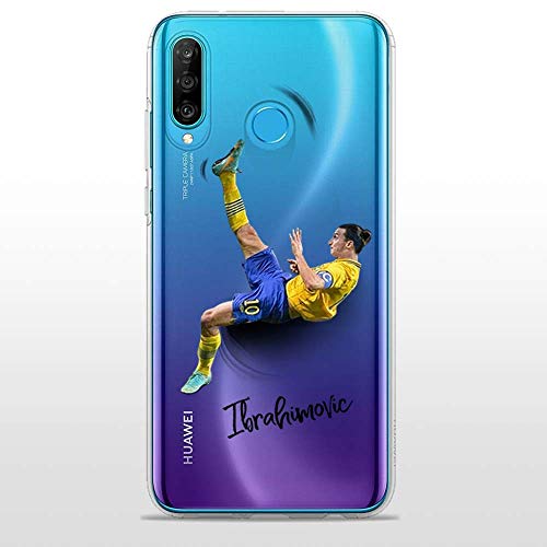 P30Lite TPU DURCHSICHTIG Softcae Hülle Protective Schutzhülle Handycover Etui Staubdicht Telefon-Kasten Case Shell Abdeckung Bumper Back Cover, Soccer Collection, Zlatan Ibrahimovic, Huawei P30 Lite von SLIDE