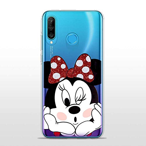 P30Lite TPU Softcae Hülle Weiß Protective Schutzhülle Handycover Etui Bumper Staubdicht Telefon-Kasten Case Shell Abdeckung Back Cover Fashion Glitter Minnie, Huawei P30 Lite von SLIDE