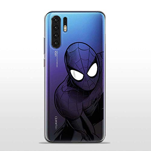 P30Pro TPU DURCHSICHTIG Hülle Softcae Protective Schutzhülle Handyhülle Etui Bumper Staubdicht Telefon-Kasten Case Shell Abdeckung, Black Hero Collection, Spider Man schwarz, Huawei P30 Pro von SLIDE