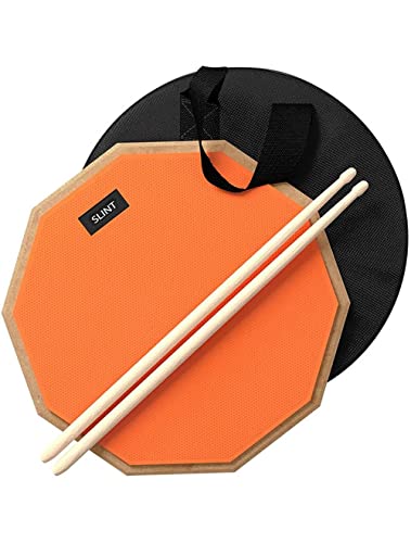 Slint Übungs Drum Pad mit Schlagzeug Sticks - Doppelseitiges 30 cm Drum Pad Set mit Aufbewahrungstasche für 10 cm Snare Drum Pad- Leises Drumpad Set mit Drumsticks - Schlagzeug Erwachsene von SLINT