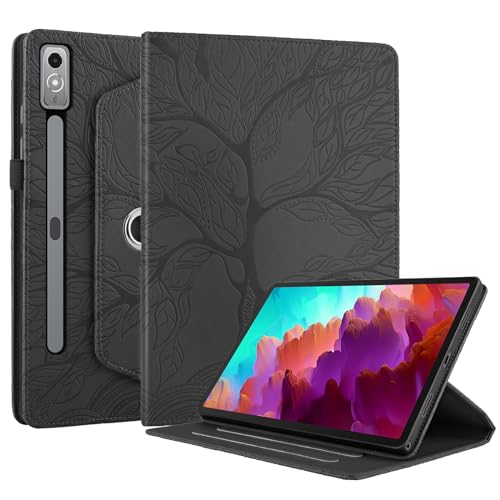 SLLMYYX 360 Grad drehbare Tablet-Hülle kompatibel mit Lenovo Tab P12 12,8 Zoll 2023 (TB370FU), Life Tree Slim Folio Stand Tablet Cover (Schwarz) von SLLMYYX