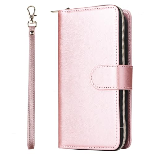 SLLMYYX Brieftaschen-Schutzhülle kompatibel mit Samsung Galaxy A26, Reißverschluss, große Tasche, Handtasche, 9 Kartenfächer, Lederhülle mit Handschlaufe, Roségold SLLMYYX Brieftaschen-Schutzhülle kompatibel mit Samsung Galaxy A26, Reißverschluss, große Tasche, Handtasche, 9 Kartenfächer, Lederhülle mit Handschlaufe, Roségold von SLLMYYX
