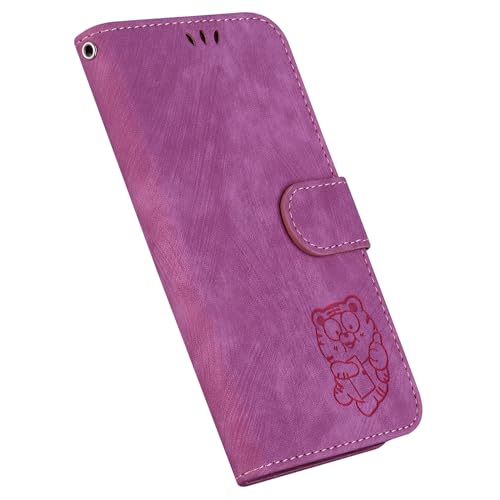 SLLMYYX Brieftaschen-Schutzhülle kompatibel mit Samsung Galaxy A51 4G, niedliches Tigermuster, Leder-Klapphon-Schutzhülle mit Kartenschlitzen, Ständer (Rosa) von SLLMYYX