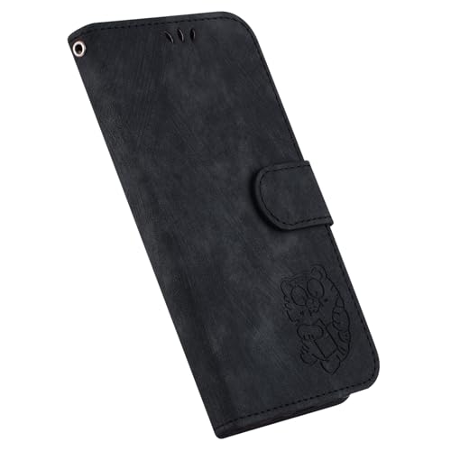 SLLMYYX Brieftaschen-Schutzhülle kompatibel mit Samsung Galaxy A73 5G, niedliches Tigermuster, Leder, Flip-Handy-Schutzhülle mit Kartenschlitz, Ständer, Schwarz von SLLMYYX