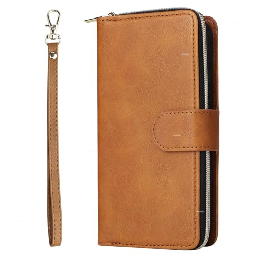 SLLMYYX Brieftaschen-Schutzhülle kompatibel mit Samsung Galaxy S25 Ultra 5G, Reißverschluss, große Tasche, Handtasche, 9 Kartenfächer, Lederhülle mit Handschlaufe, Braun SLLMYYX Brieftaschen-Schutzhülle kompatibel mit Samsung Galaxy S25 Ultra 5G, Reißverschluss, große Tasche, Handtasche, 9 Kartenfächer, Lederhülle mit Handschlaufe, Braun von SLLMYYX